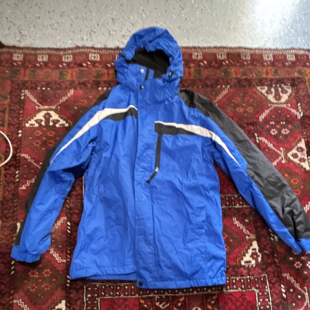 Faded Glory Unisex Kids Blue Colorblock Hooded Full Zip Jacket Size S